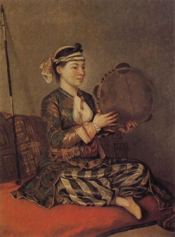 Jean-Etienne Liotard Turkish Woman with a Tambourine oil painting image